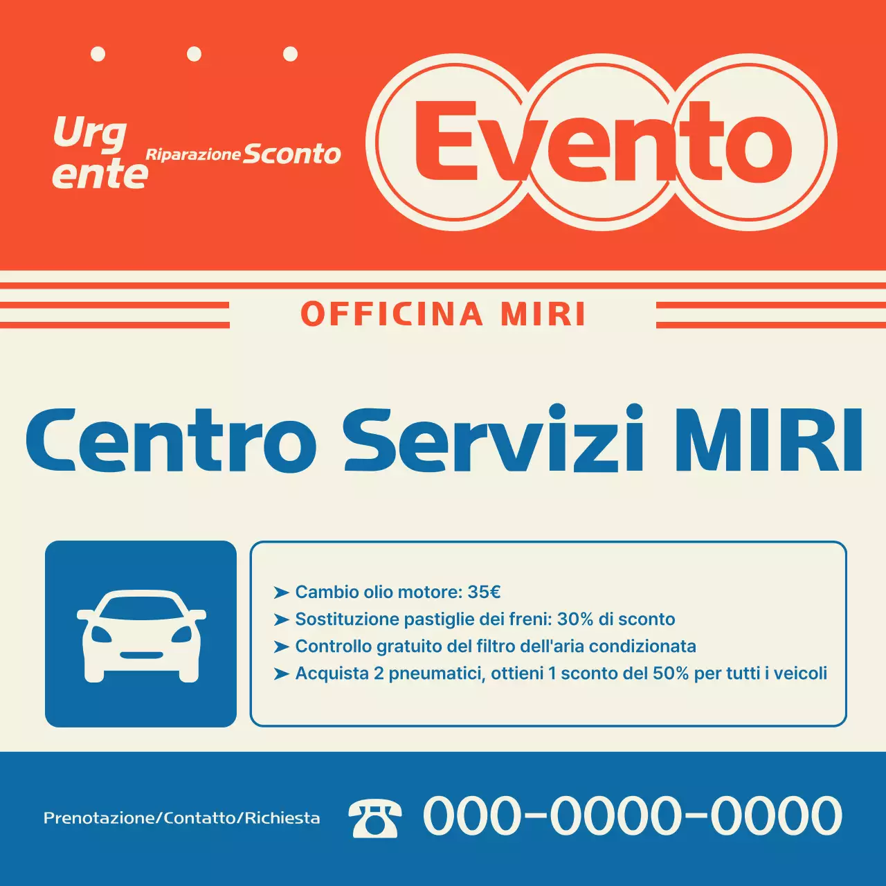 Sconto per la manutenzione dell'auto retrò arancione