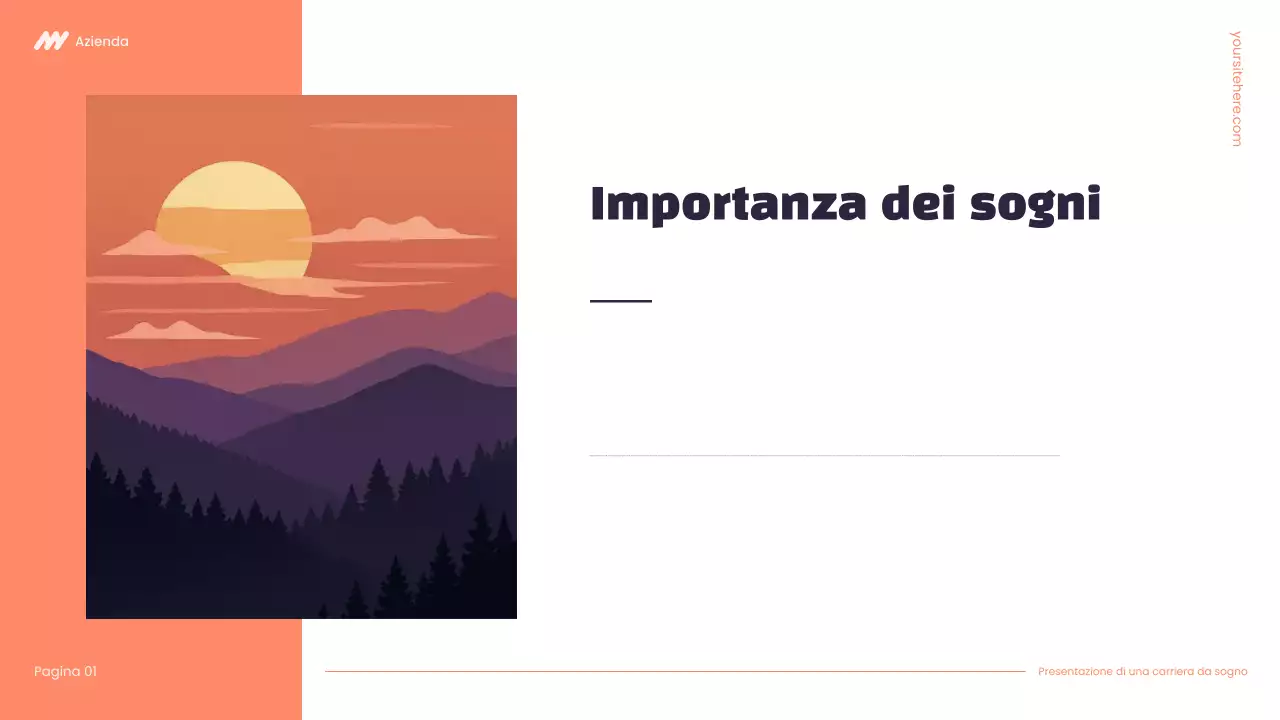 Presentazione della carriera Modern Dream in viola e arancione