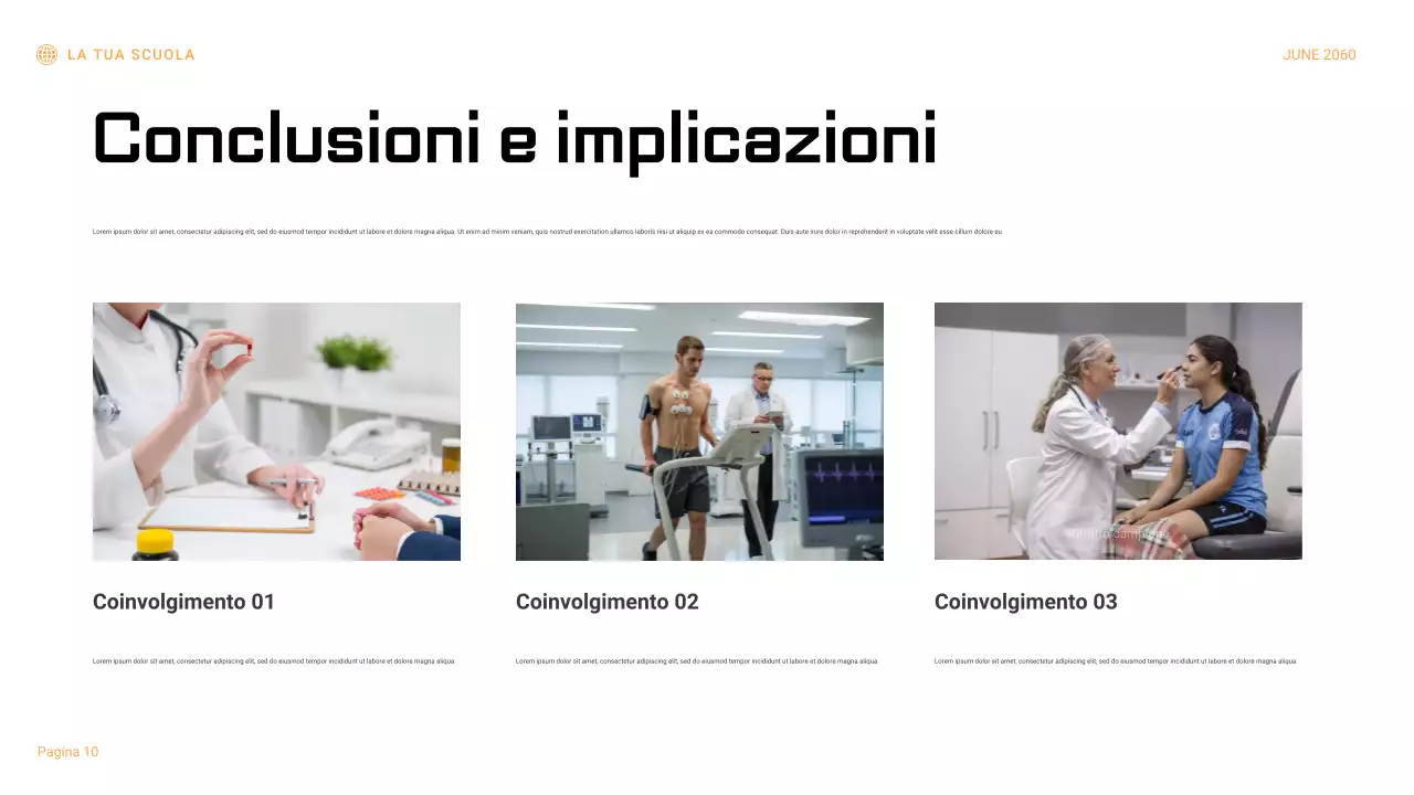 Presentazione del rapporto sull'esperimento scientifico geometrico nero e arancione