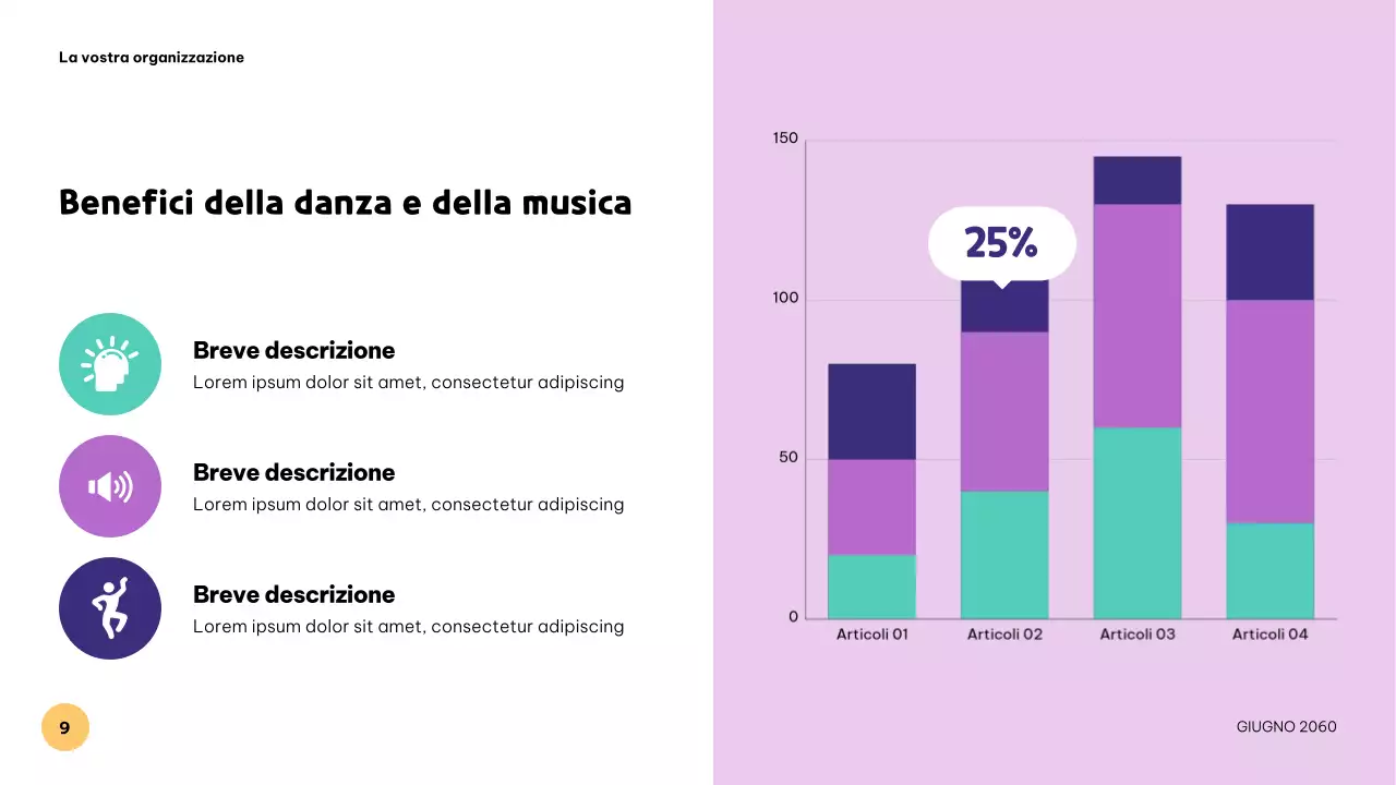 Presentazione musicale colorata e giocosa