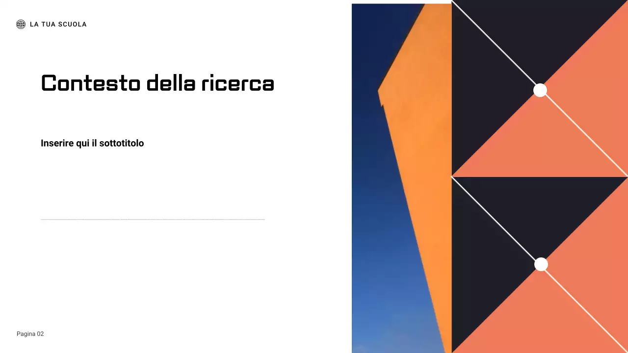 Presentazione del rapporto sull'esperimento scientifico geometrico nero e arancione