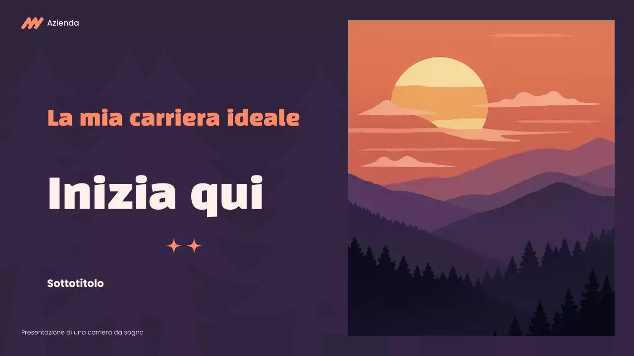 Presentazione della carriera Modern Dream in viola e arancione