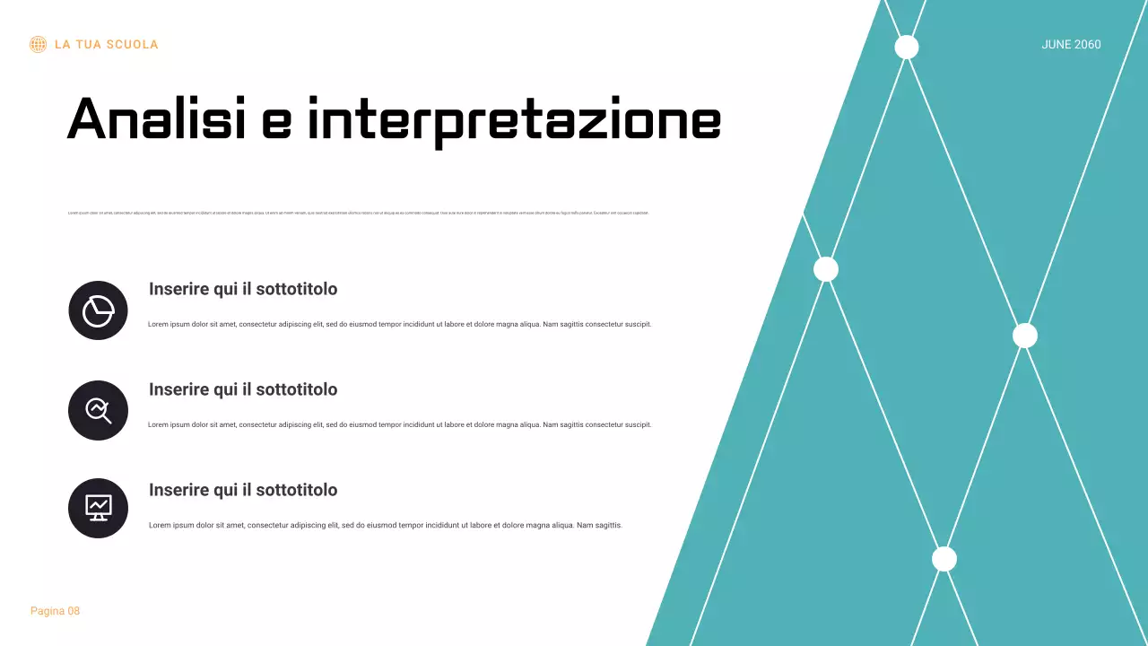 Presentazione del rapporto sull'esperimento scientifico geometrico nero e arancione
