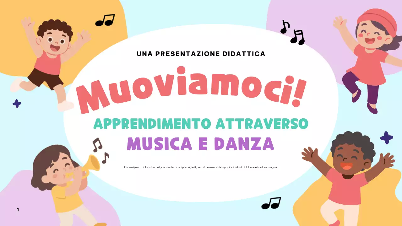 Presentazione musicale colorata e giocosa