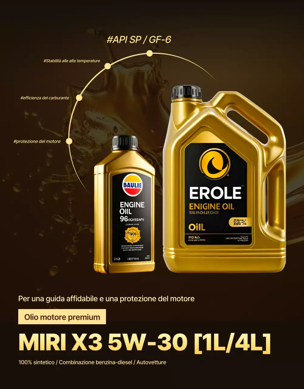 Pubblicità di un'auto moderna color oro