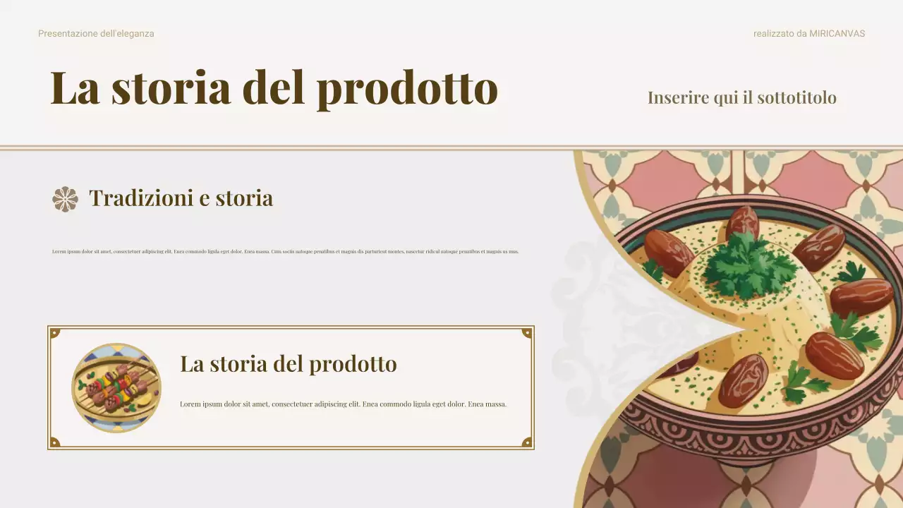 Presentazione di marketing per il cibo tradizionale Beige