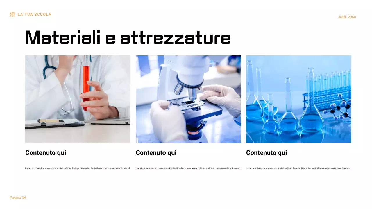 Presentazione del rapporto sull'esperimento scientifico geometrico nero e arancione