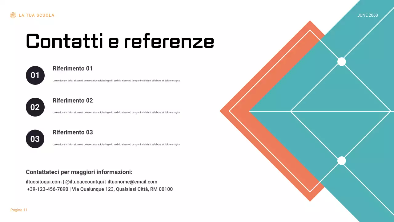Presentazione del rapporto sull'esperimento scientifico geometrico nero e arancione