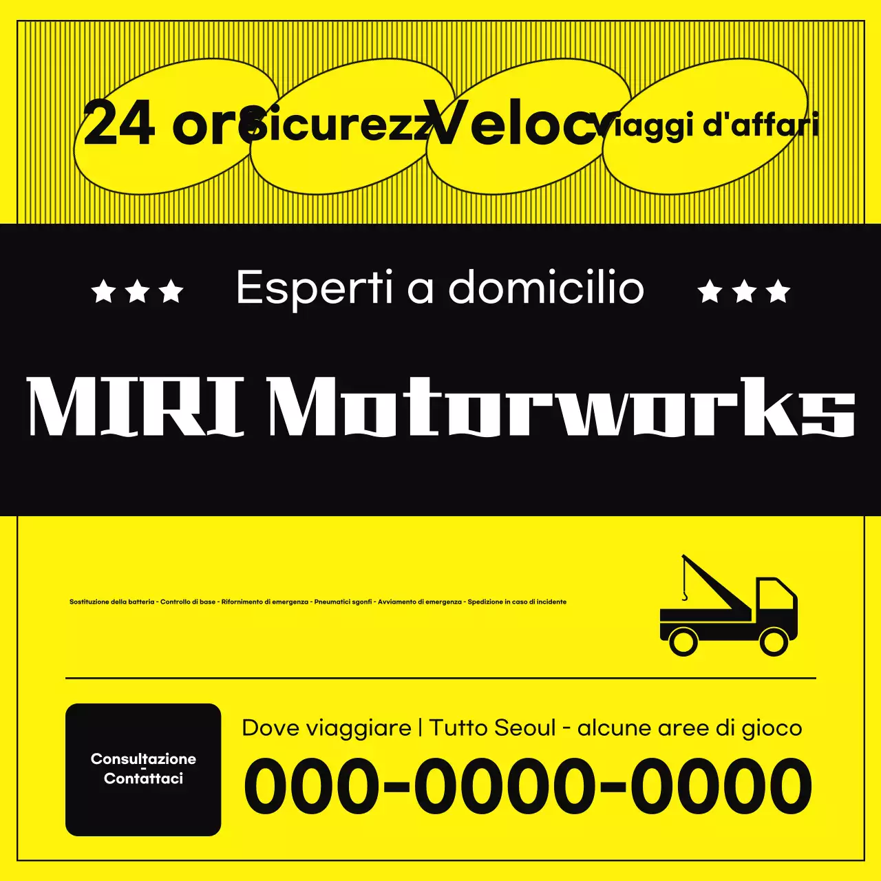 Pubblicità del servizio auto base giallo