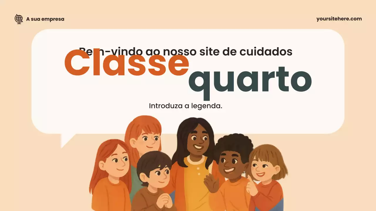 Apresentação de anúncio de sala de aula amigável bege
