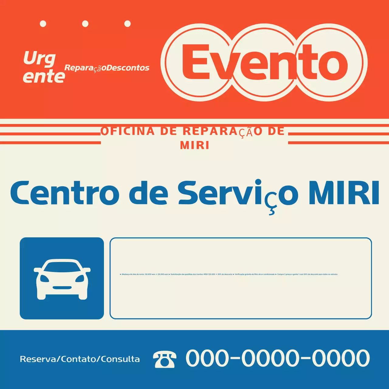 Desconto em manutenção de carros retrô laranja