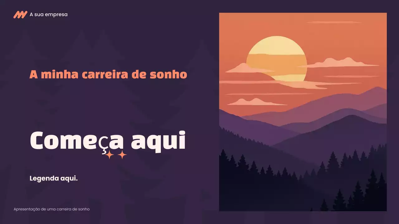Apresentação de carreira Modern Dream em roxo e laranja