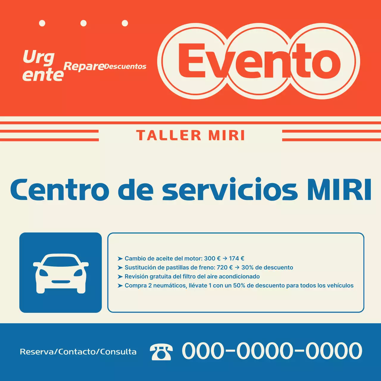 Descuento en mantenimiento de coches retro naranjas