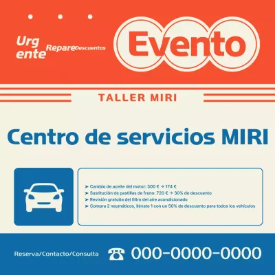 Descuento en mantenimiento de coches retro naranjas