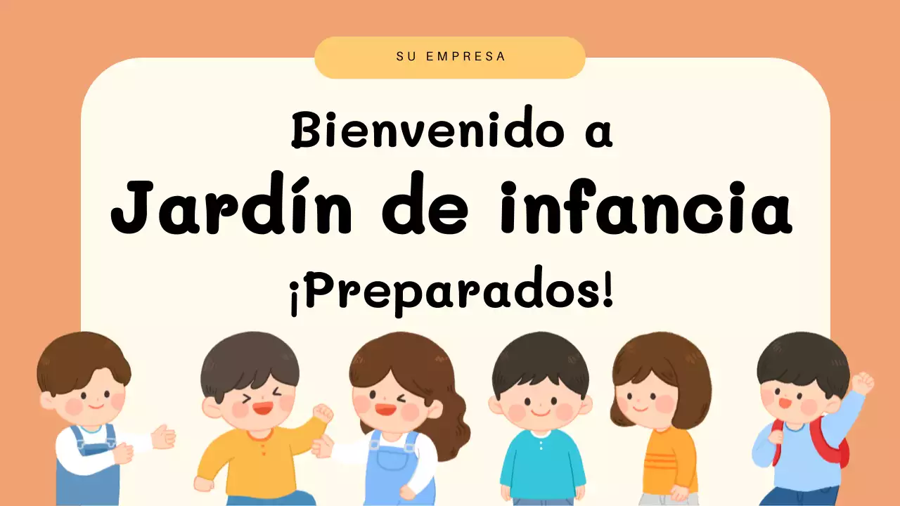 Presentación de invitación para jardín de infantes lúdica de color naranja