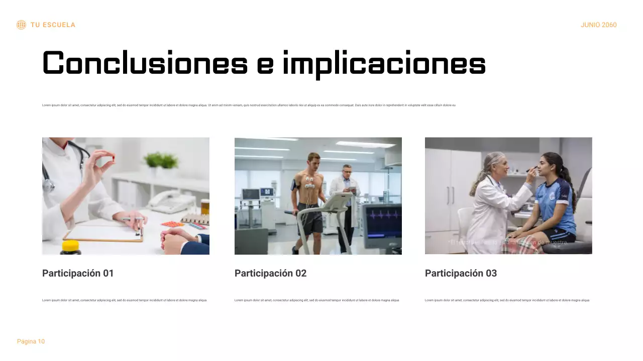 Presentación del informe del experimento científico geométrico en negro y naranja