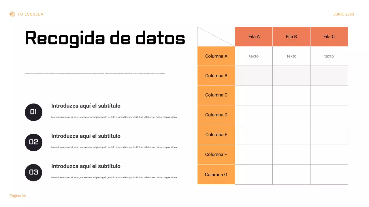 Presentación del informe del experimento científico geométrico en negro y naranja