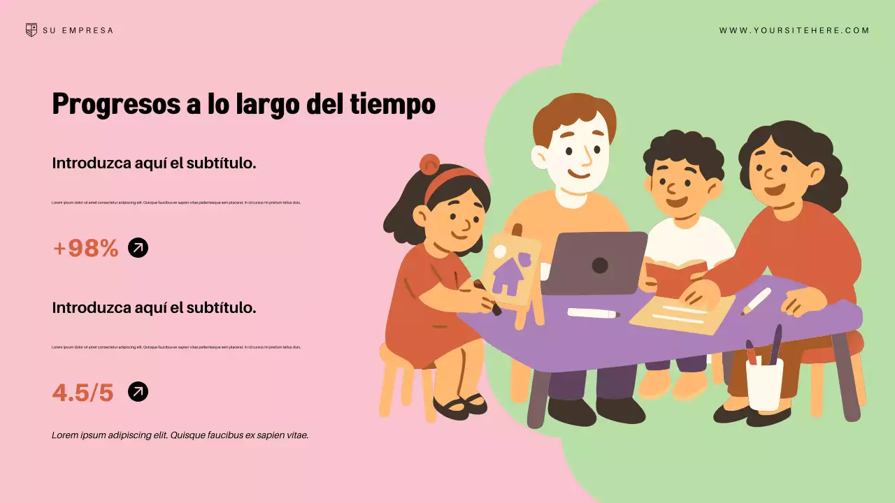 Presentación del anuncio de educación moderna rosa
