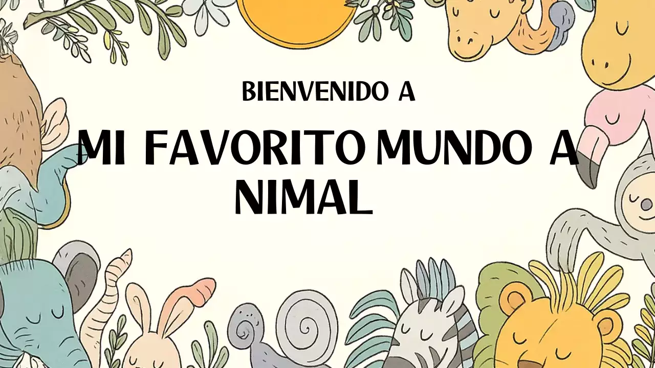 Presentación de invitación con animales juguetones en beige