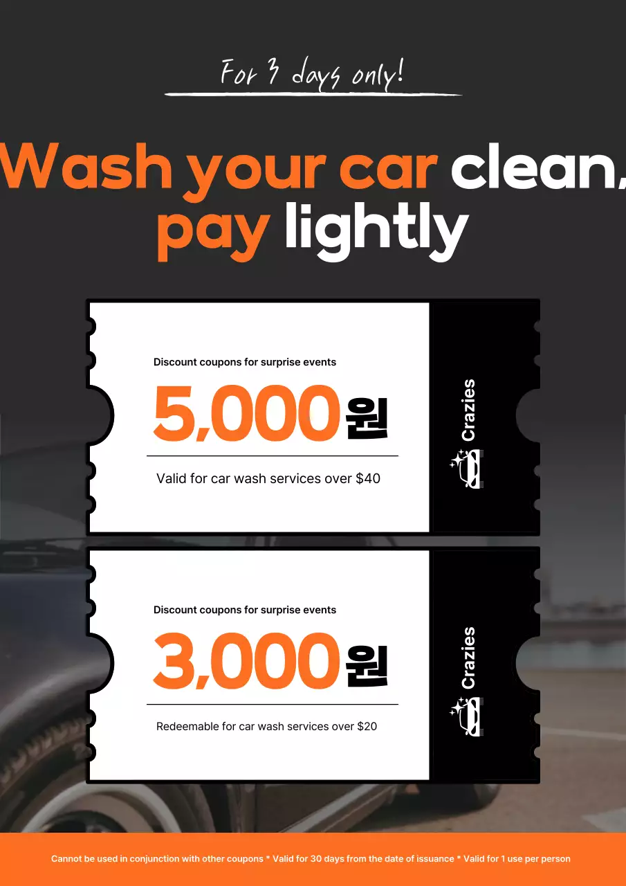 Khuyến mãi sự kiện rửa xe đơn giản Orange