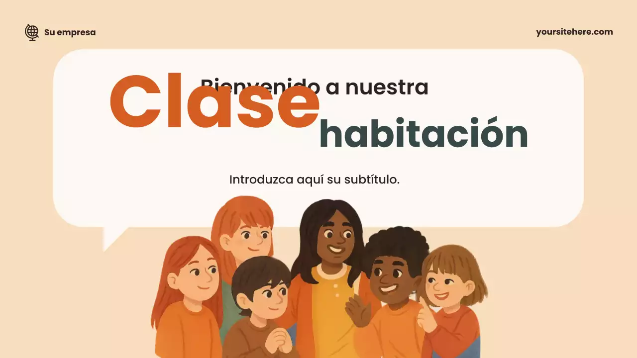 Presentación del anuncio del aula amigable beige