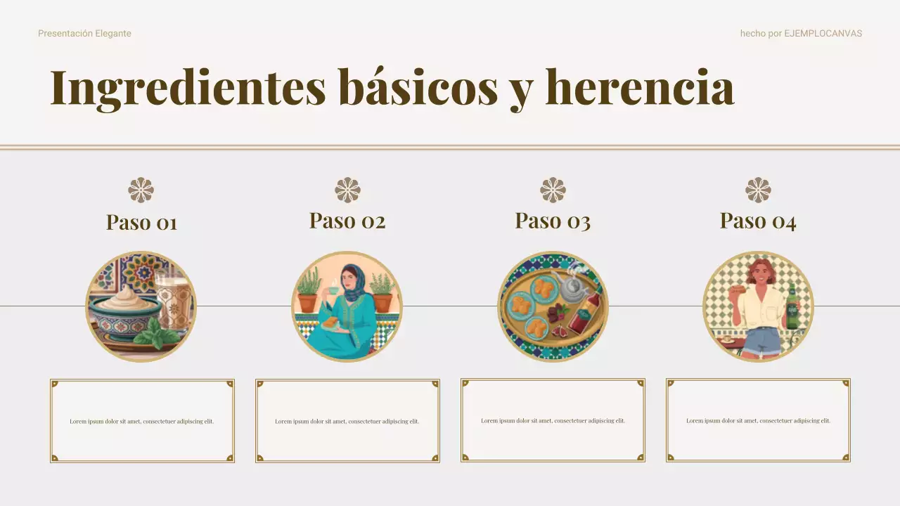 Presentación de marketing de alimentos tradicionales beige
