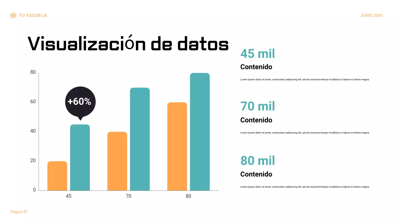 Presentación del informe del experimento científico geométrico en negro y naranja