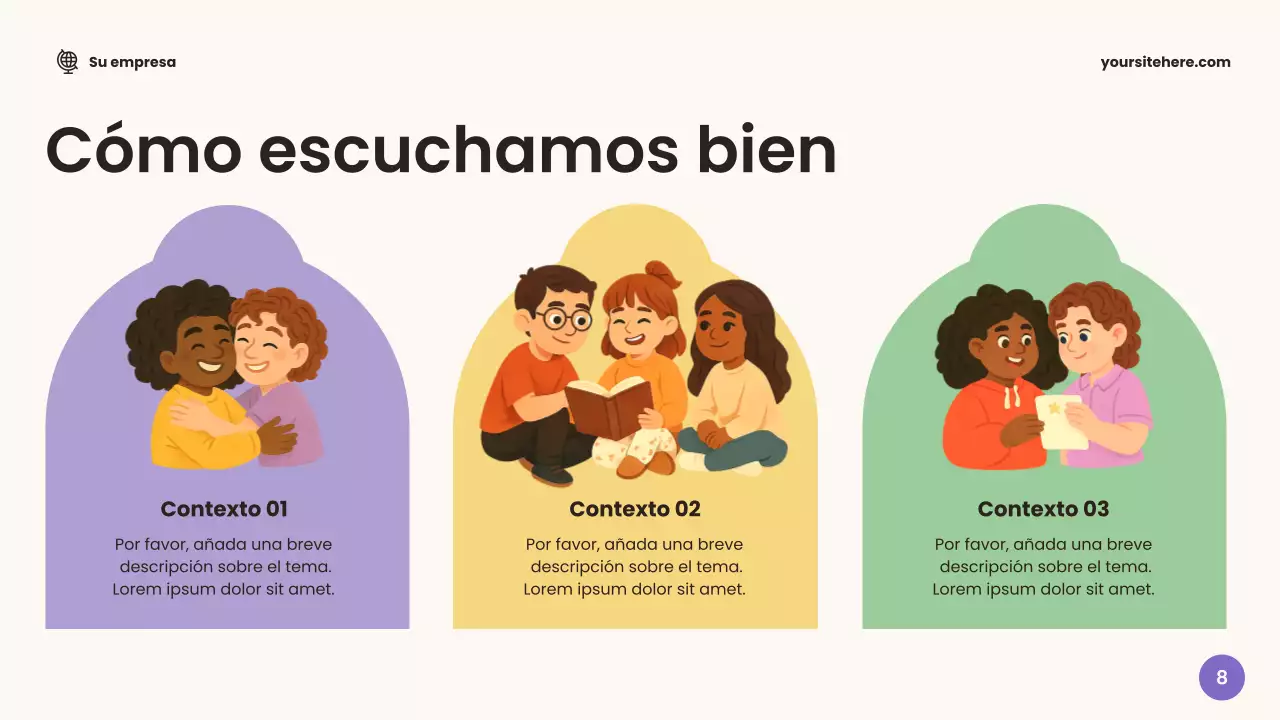 Presentación del anuncio del aula amigable beige