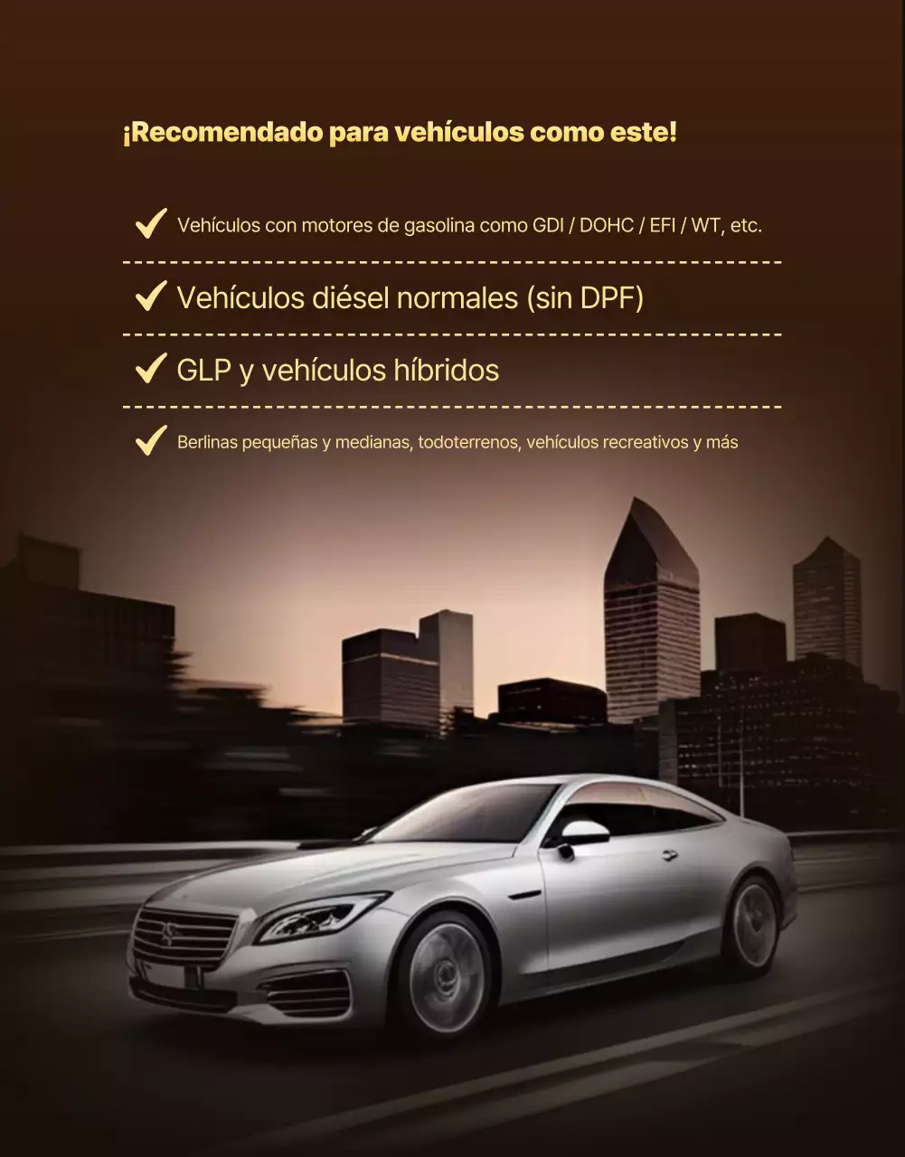 Anuncio de coche moderno dorado