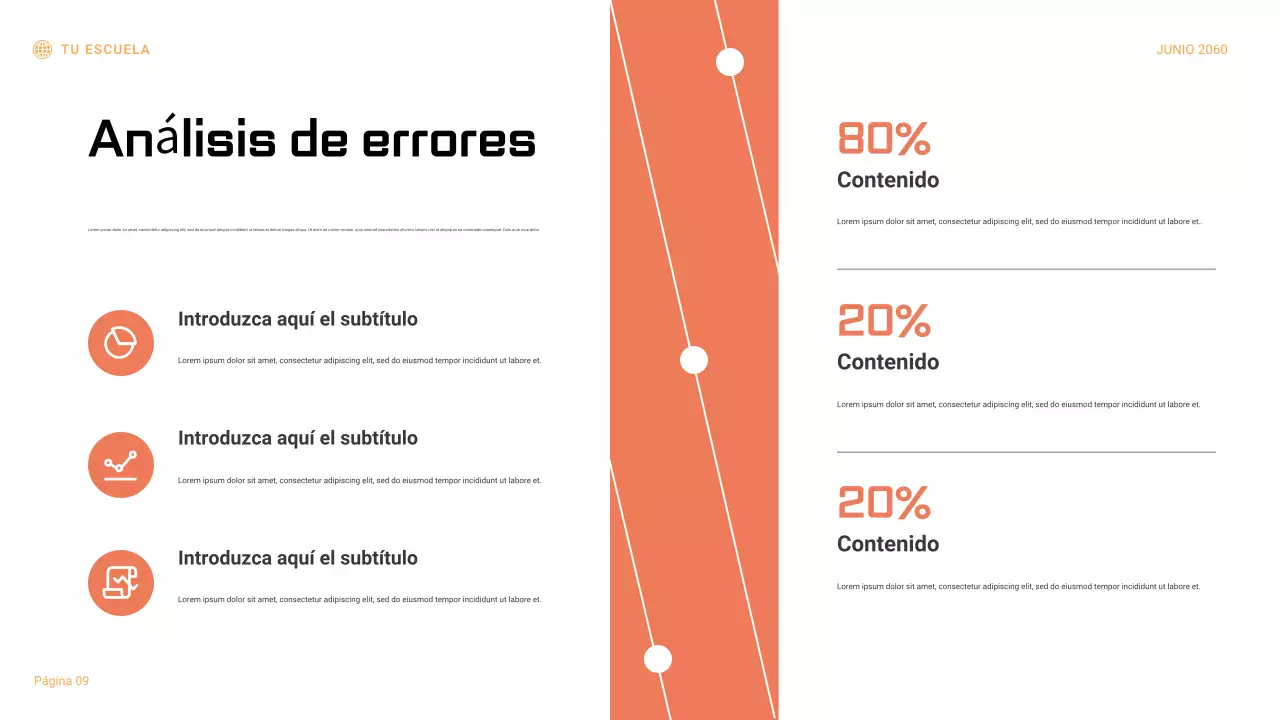 Presentación del informe del experimento científico geométrico en negro y naranja