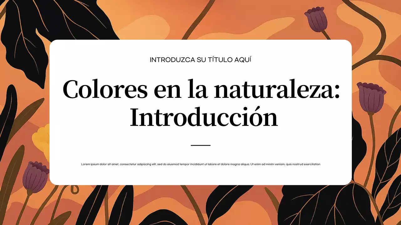 Presentación de introducción a la naturaleza abstracta naranja