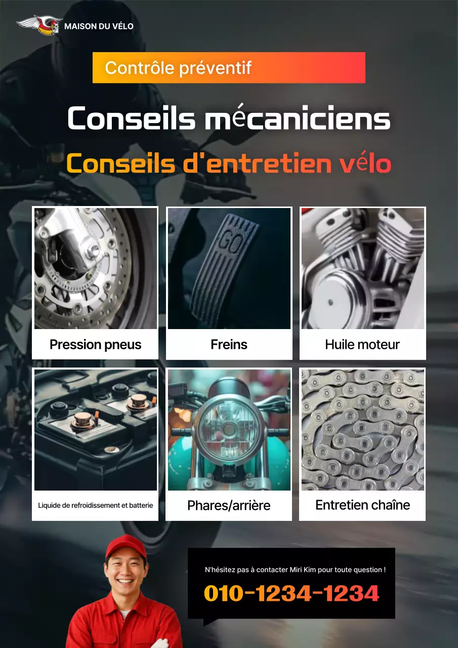 Publicité sur l'entretien des vélos modernes noirs