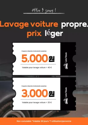 Promotion de l'événement Orange Simple Car Wash