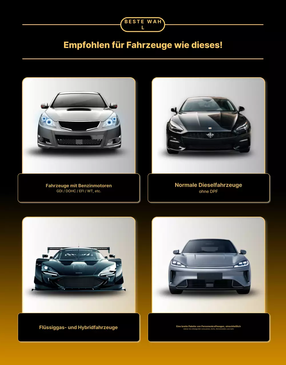 Verkaufsförderung für Goldenes Luxus-Motoröl