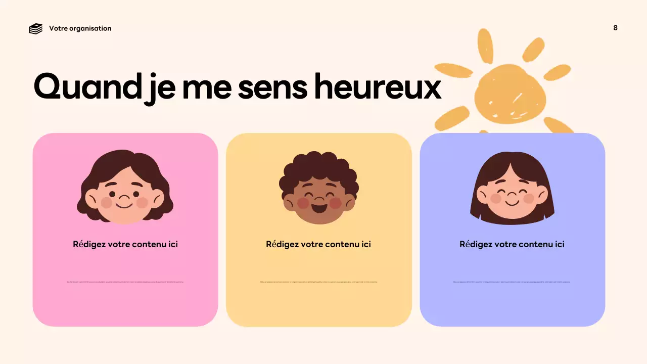 Présentation de l'annonce des émotions ludiques et colorées