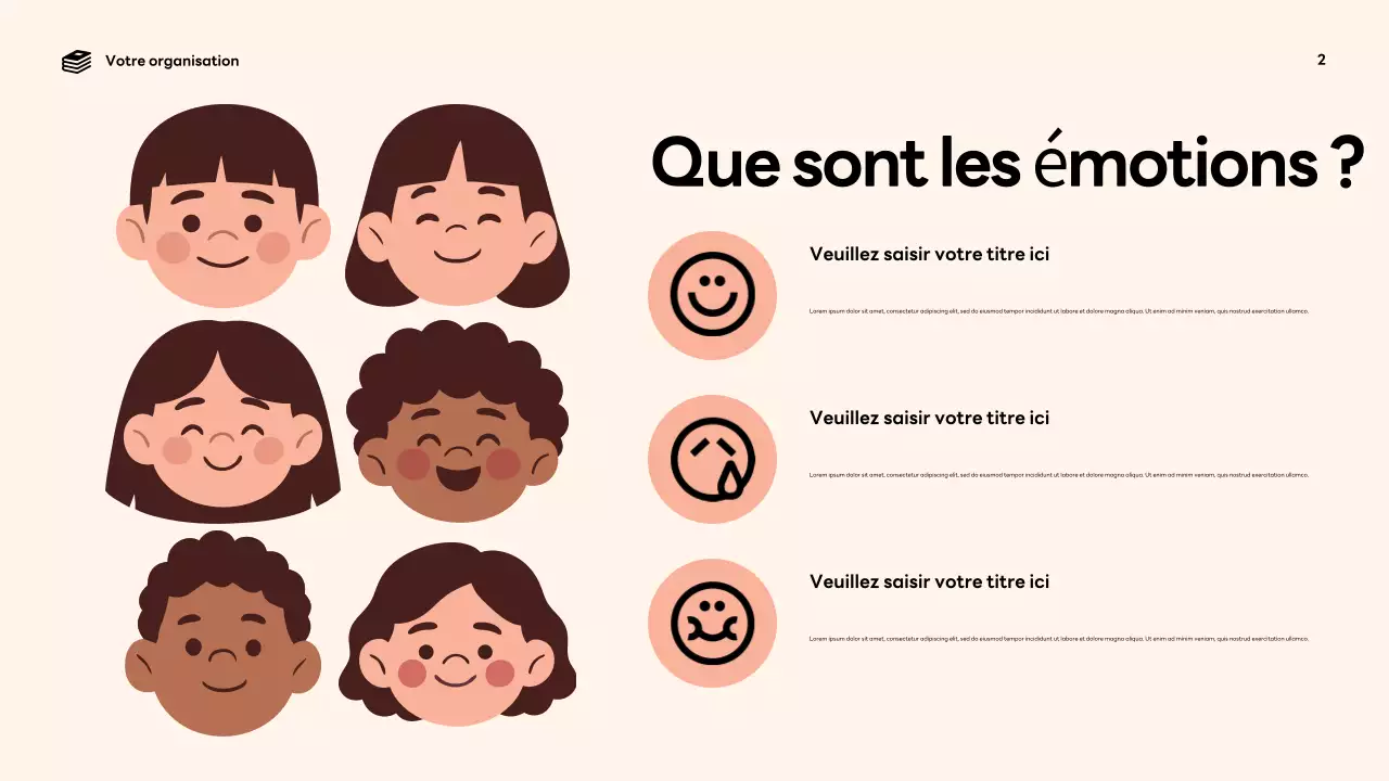 Présentation de l'annonce des émotions ludiques et colorées