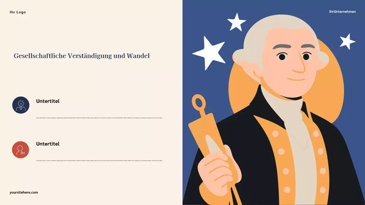 Blaue illustrative klassische Präsentation zur Geschichte berühmter Amerikaner