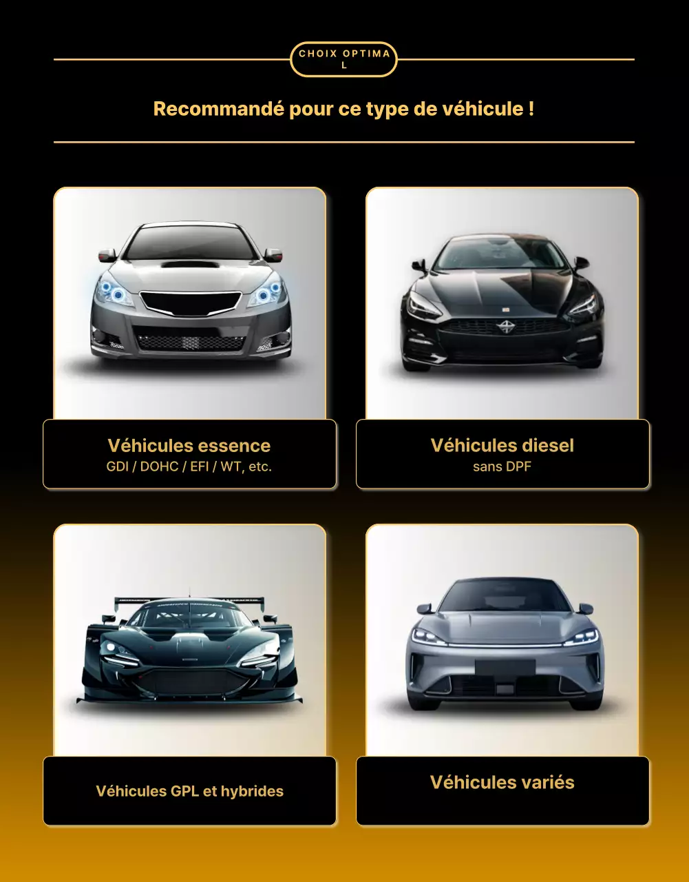 Promotion des ventes d'huile moteur de luxe Golden
