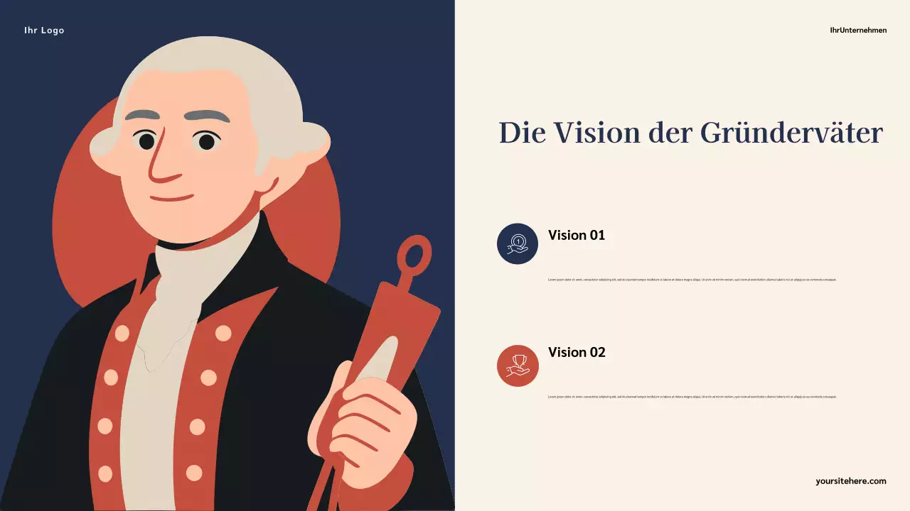 Blaue illustrative klassische Präsentation zur Geschichte berühmter Amerikaner