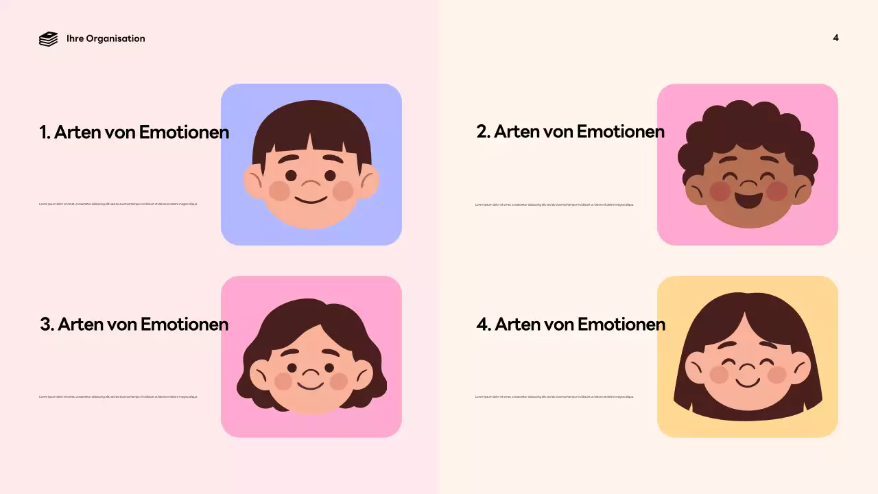 Bunte, verspielte Emotionen-Ankündigung Präsentation