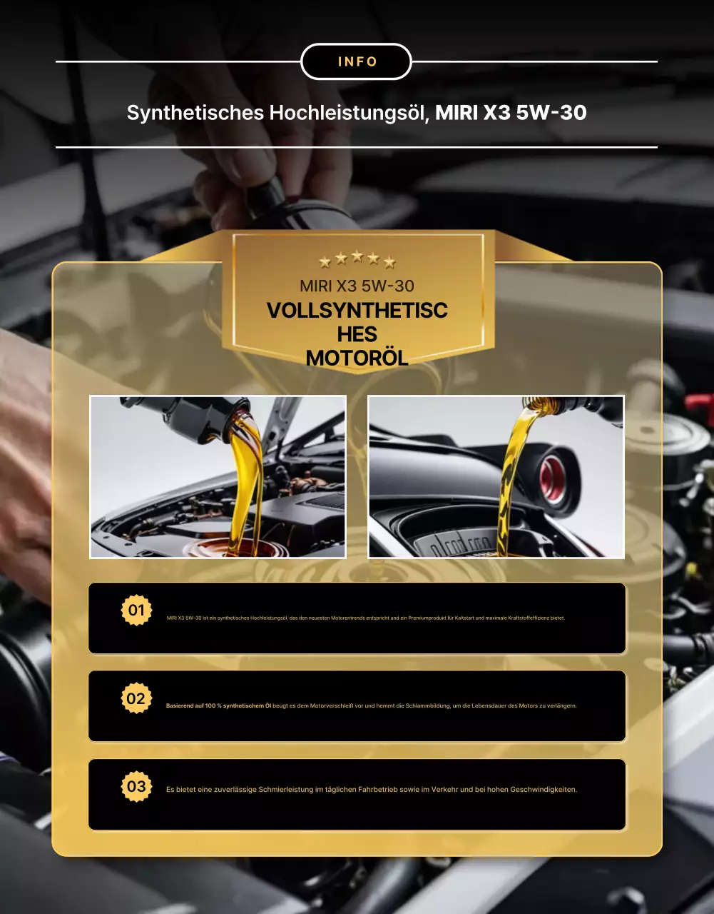 Verkaufsförderung für Goldenes Luxus-Motoröl