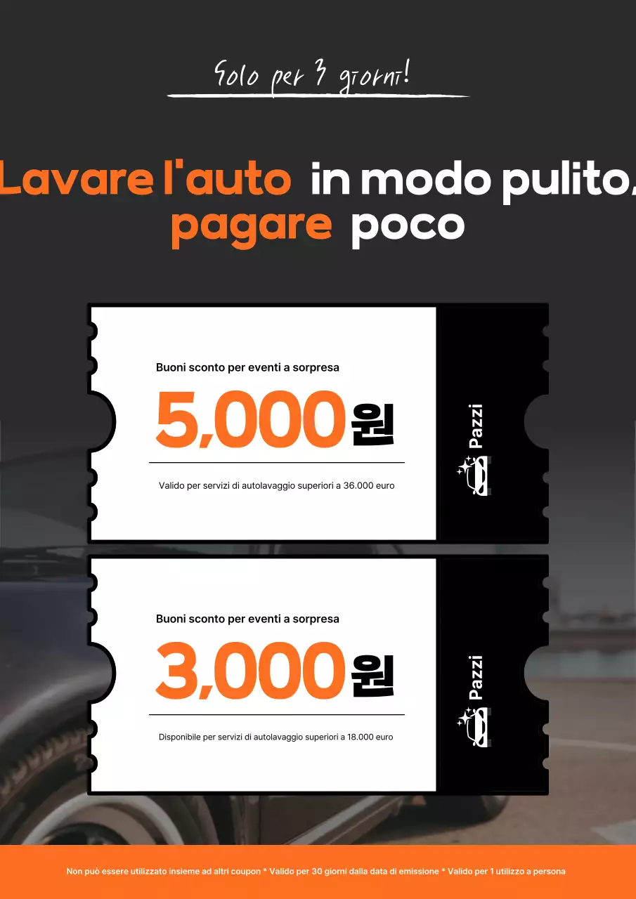 Promozione evento Orange Simple Car Wash