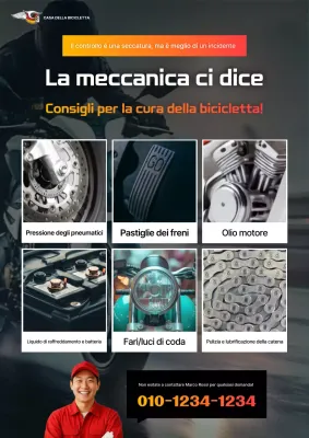 Pubblicità per la manutenzione di biciclette moderne nere