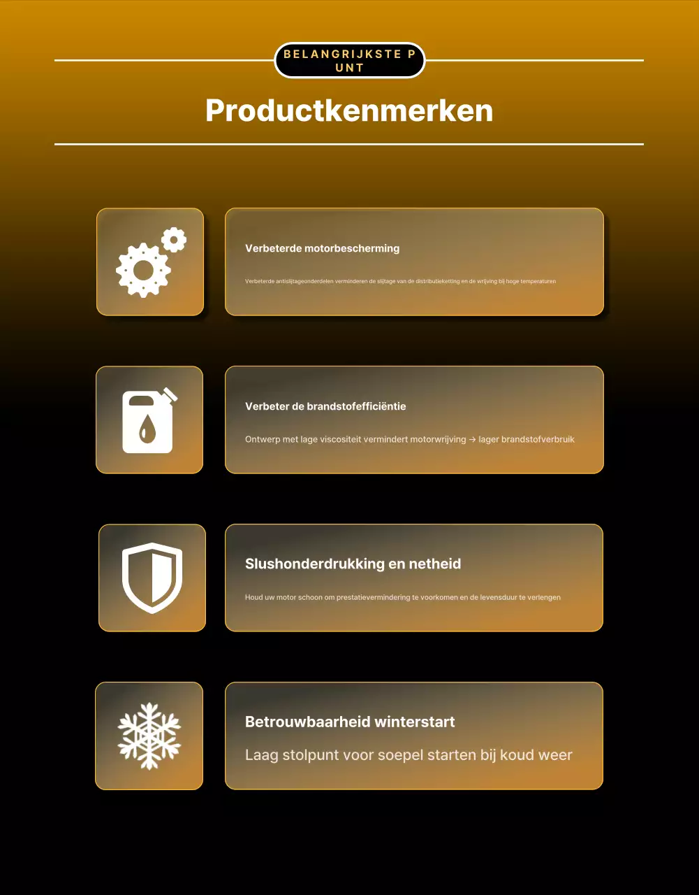 Promotie voor de verkoop van gouden luxe motorolie