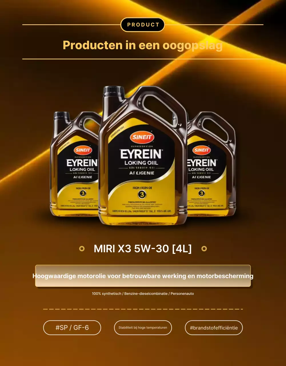 Promotie voor de verkoop van gouden luxe motorolie