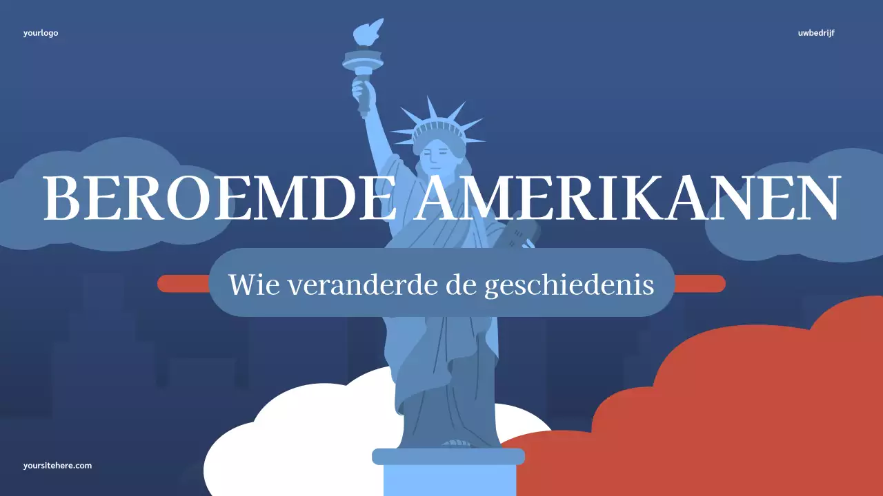 Blauwe Illustratieve Klassieke Beroemde Amerikaanse Geschiedenispresentatie