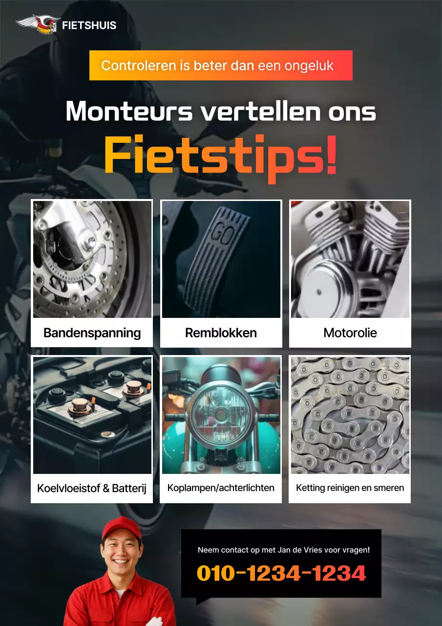 Advertentie voor onderhoud van zwarte moderne fietsen