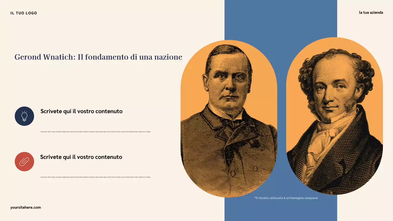 Presentazione della storia classica illustrativa blu degli americani famosi