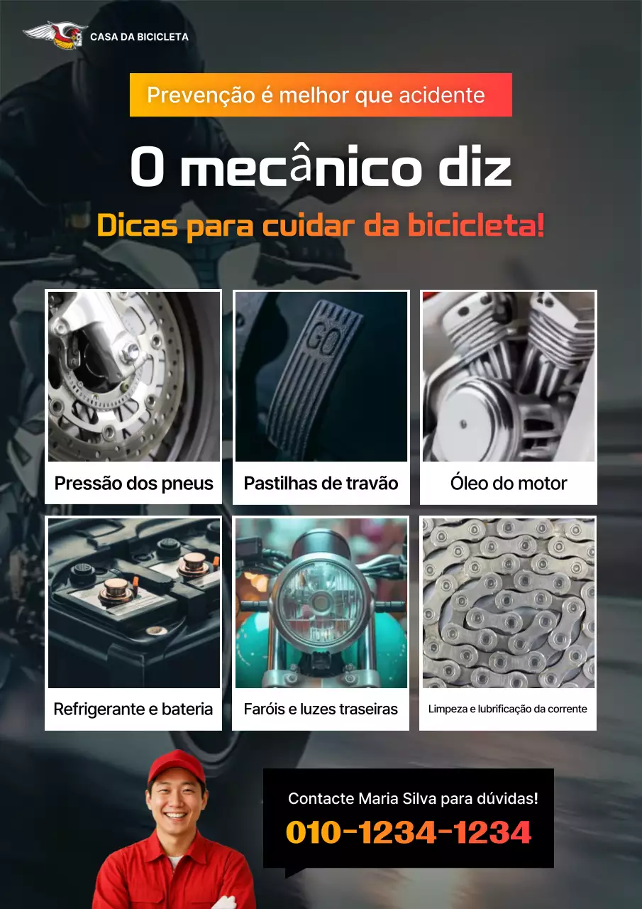 Anúncio de manutenção de bicicletas modernas pretas