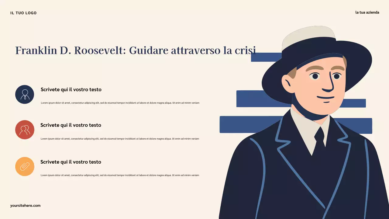 Presentazione della storia classica illustrativa blu degli americani famosi